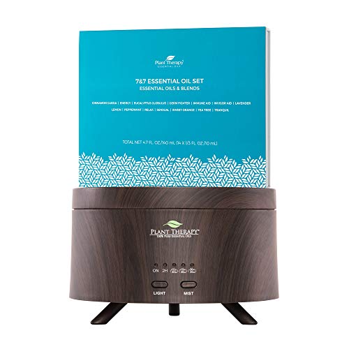 Plant Therapy 7 & 7 Wood Grain Aromafuse Diffuser Gift Set - 7 Synergies & 7 Single Oils