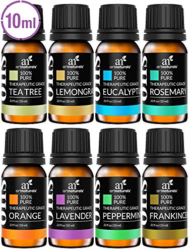 artnaturals Therapeutic-Grade Aromatherapy Essential Oils Gift Set – (8 x 10ml) - 100% Pure Oil – Peppermint, Tea Tree, Lavender, Eucalyptus