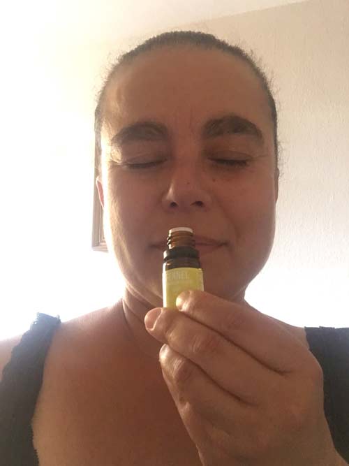 Smelling the wonderful fennel essential oil