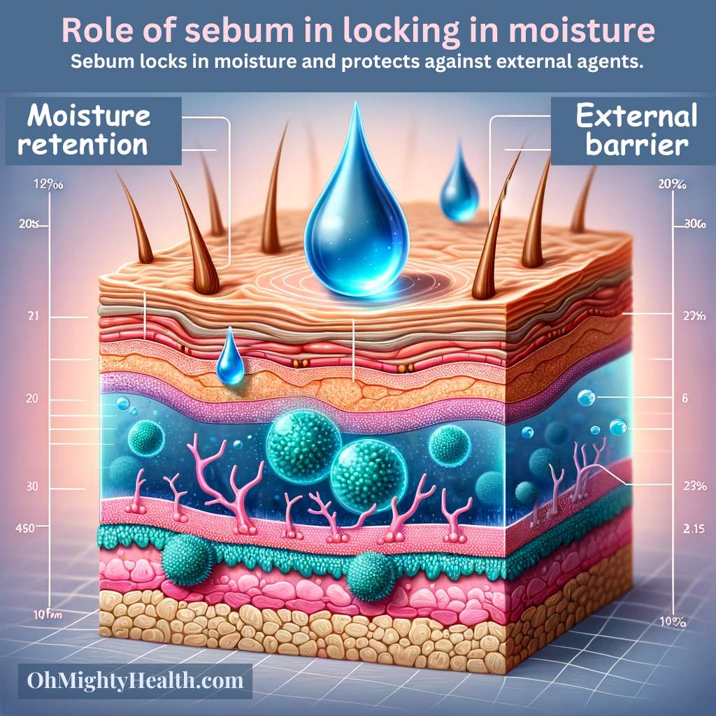 Infographic showing the role of sebum in skin health.