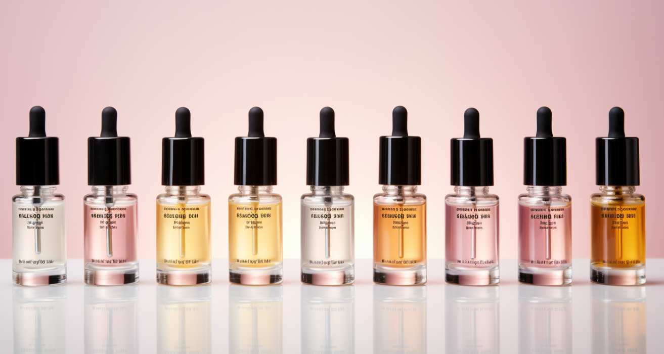 Facial serums in a row.