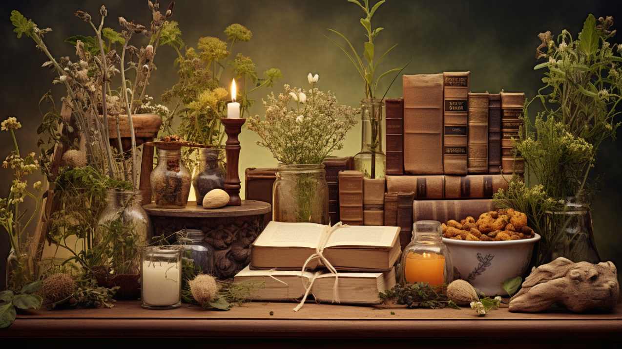Glossary of acronyms featured image depicting an old book and herbs on a desk, vintage feel.