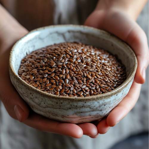 Flax seeds inside bowl