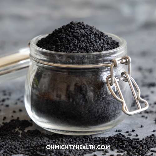 Black seeds in jar.