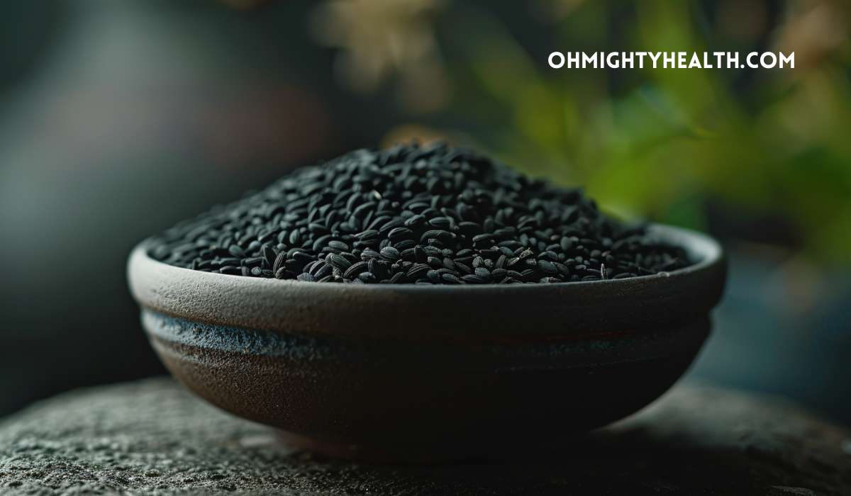 Bowl of black seeds.