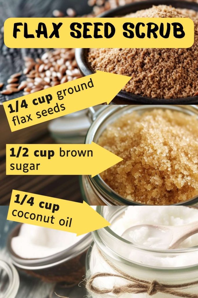 Flax seed scrub ingredients measurements graphic
