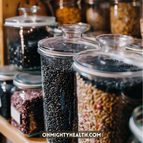 Seeds in airtight containers.