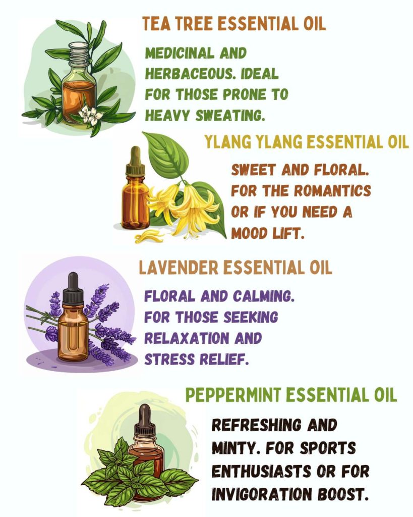 Essential oils for body odour.