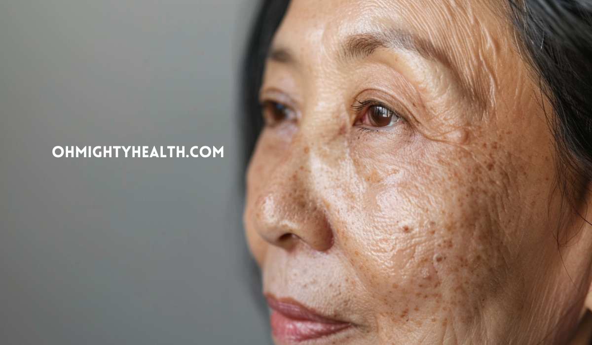 Hyperpigmentation on older lady.