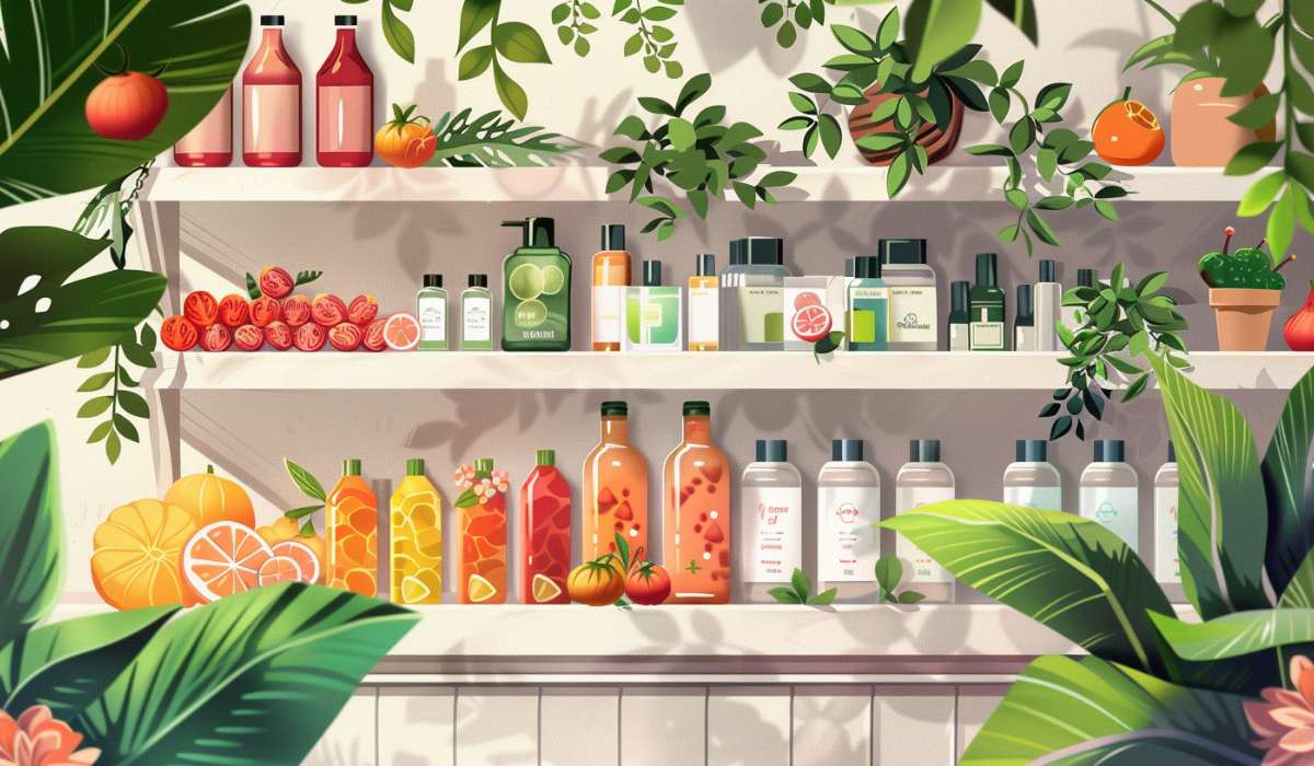 vector cartoon natural ingredients shop.