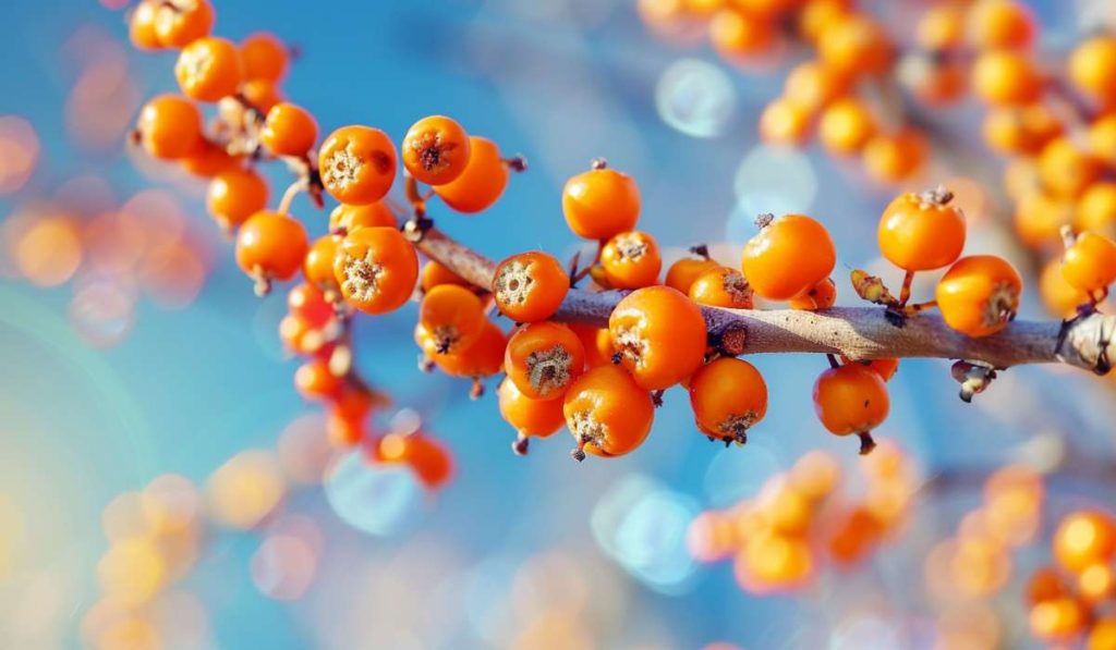 Sea buckthorn berries, AI image.