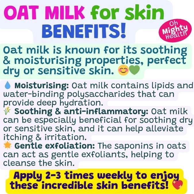 Oat milk for skincare benefits.