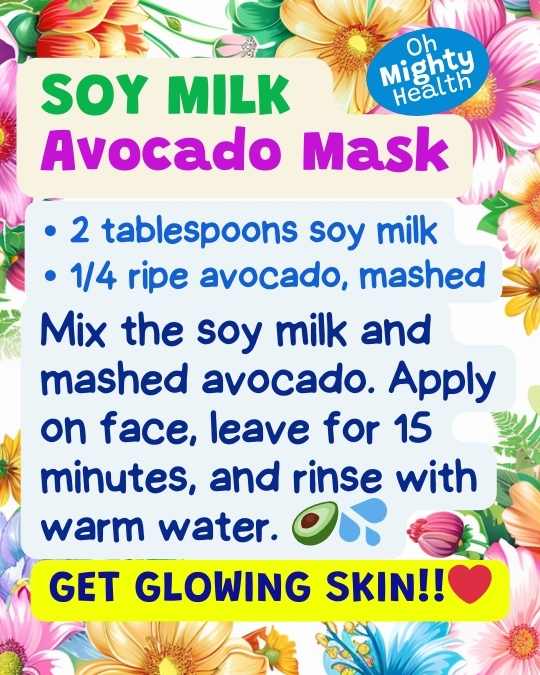 Soy milk avocado mask diy recipe.