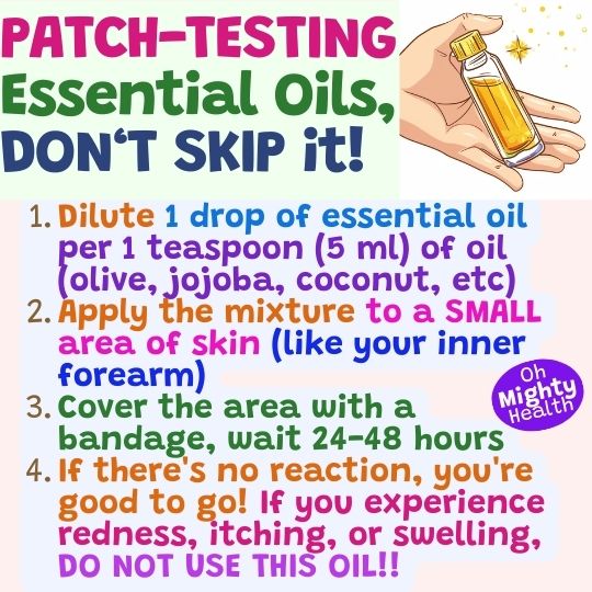 Infographic on patch-testing essential oils.