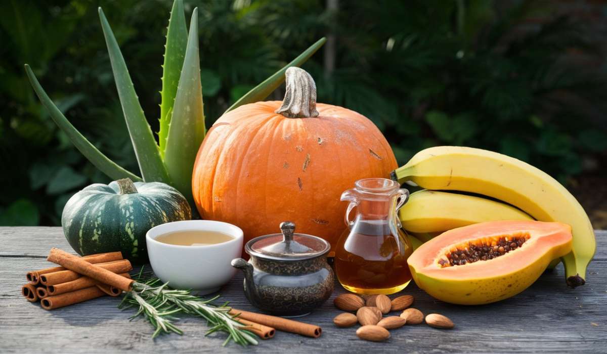 Ingredients for DIY hair masks.