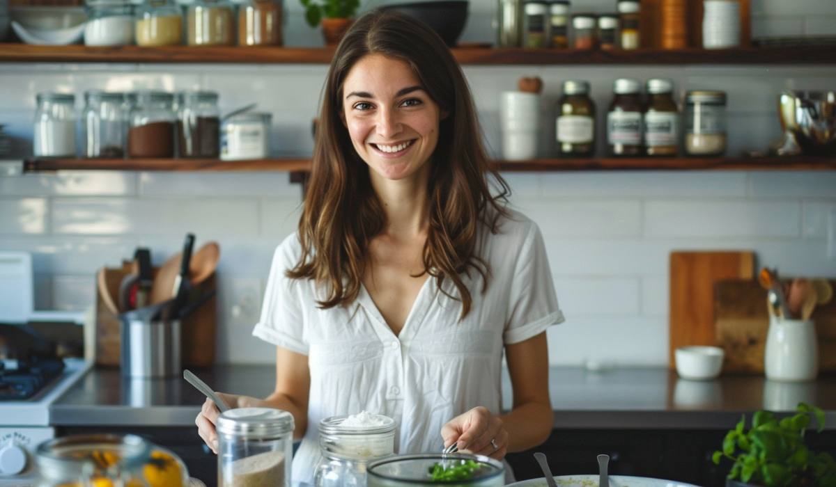 Woman making diy skin care.