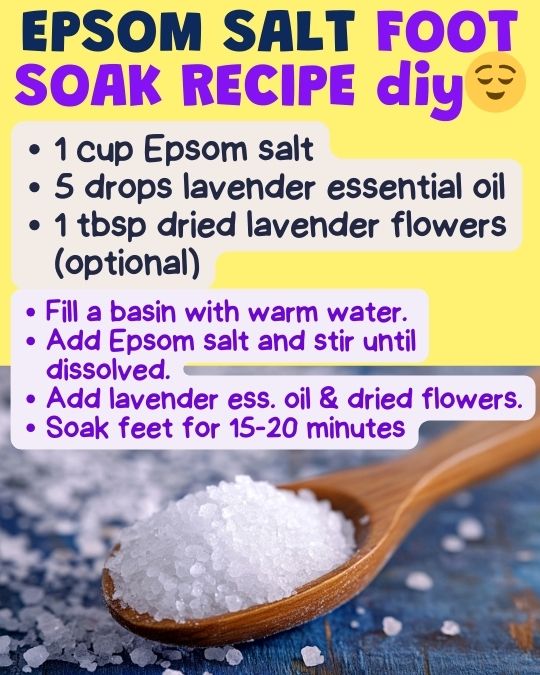 Epsom salt foot soak recipe DIY.