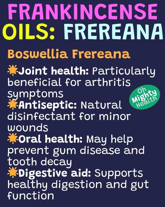 Frankincense essential oil variety Boswellia frereana.