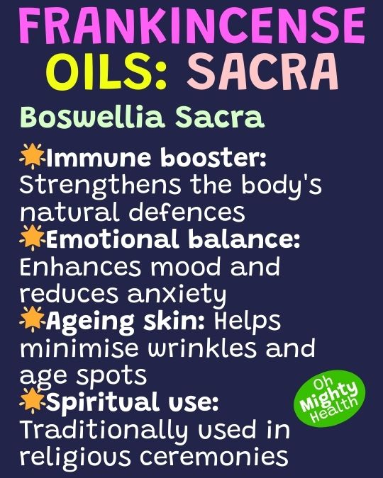 Frankincense essential oil variety Boswellia sacra.