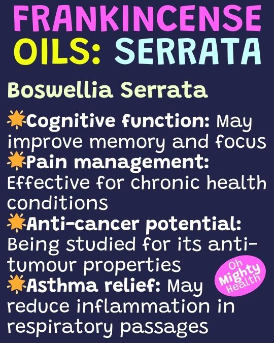 Frankincense essential oil variety Boswellia serrata.