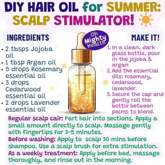 Hair oil DIY recipe for scalp protection.