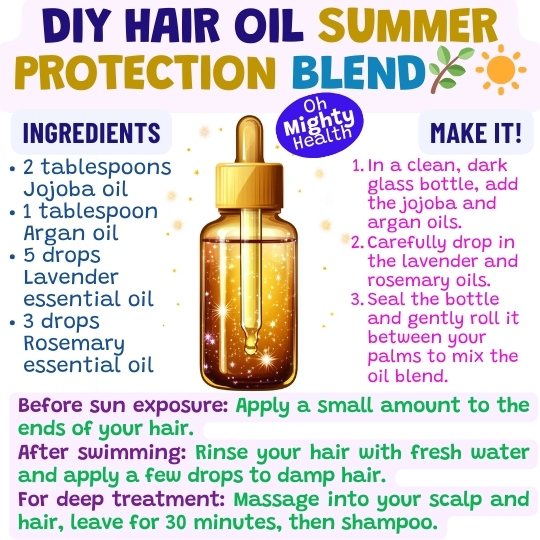 Hair oil DIY recipe for summer protection.