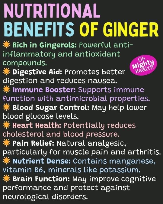 Infographic on the nutritional benefits of ginger