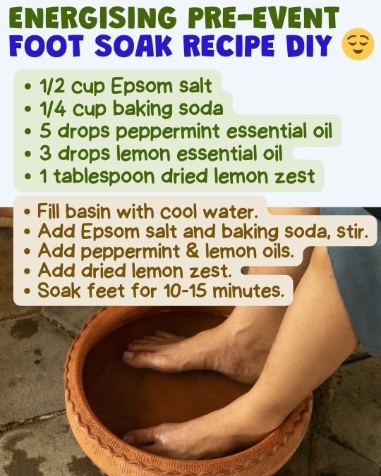 Energising pre-event foot soak recipe DIY.