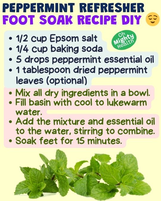 Peppermint foot soak recipe DIY.