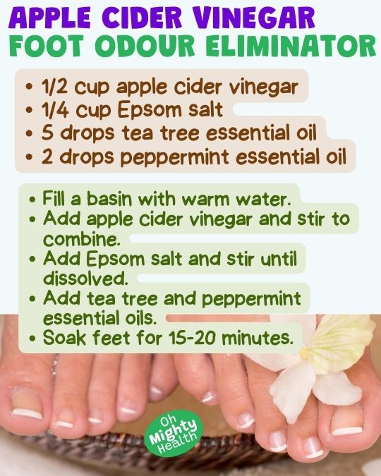 Apple cider vinegar foot soak recipe DIY.