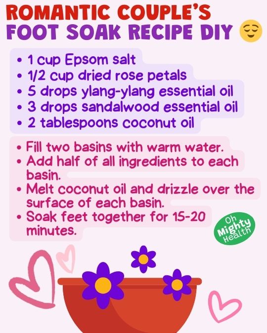 Romantic couple's foot soak recipe DIY.